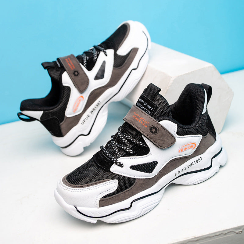 Sneakers με Αυτοκόλλητο Κλείσιμο & Πλεκτά Κορδόνια