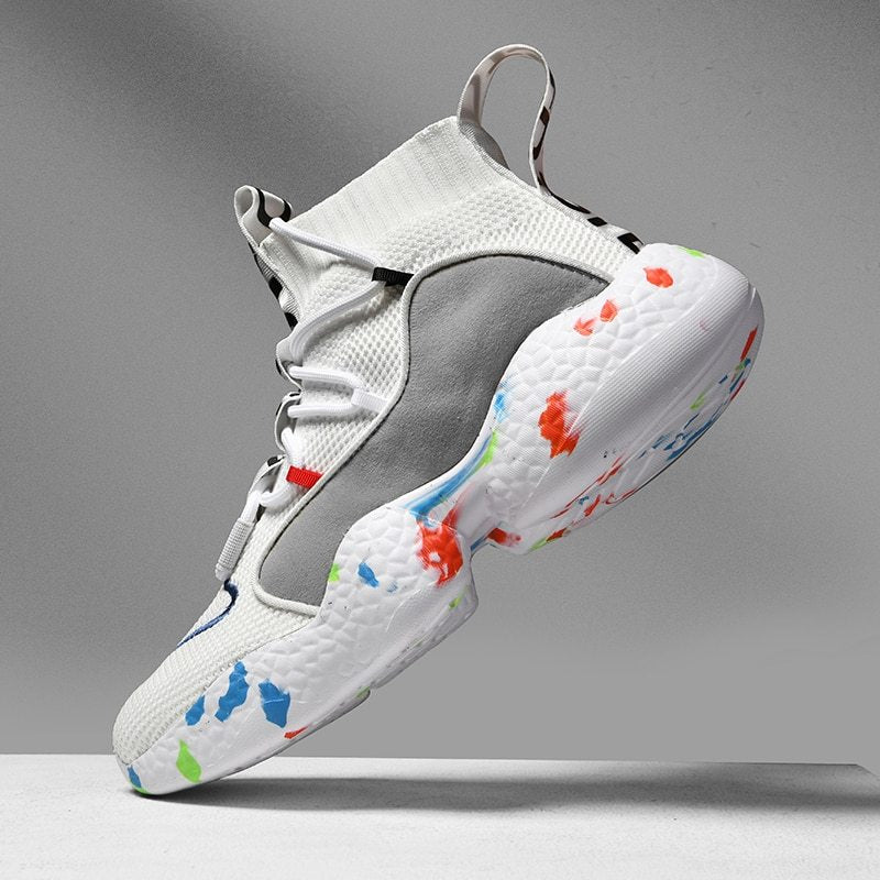 Ανδρικά Sneakers με Πολύχρωμη Σόλα & Υψηλό Πλεκτό Κολάρο