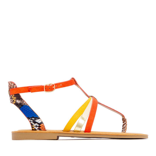 Strappy Σανδάλια με Snake Print & Λεπτομέρειες σε Χιαστί Λουράκια