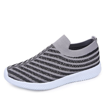 Slip-On Πλεκτά Παπούτσια με Διακοσμητικά Στρας & Αντιολισθητική Σόλα