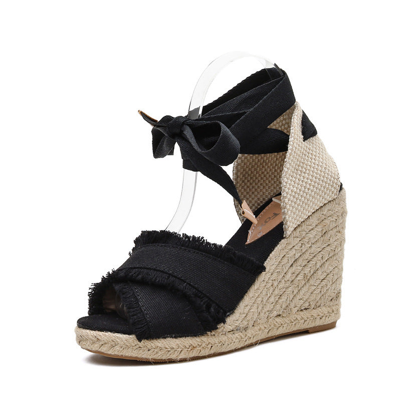 Espadrille Πλατφόρμες με Δέσιμο & Κρόσσια