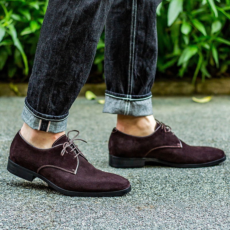 Δερμάτινα Derby Suede με Κορδόνια
