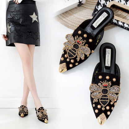 Mules Flat με Διακοσμητική Μέλισσα & Τρουκς