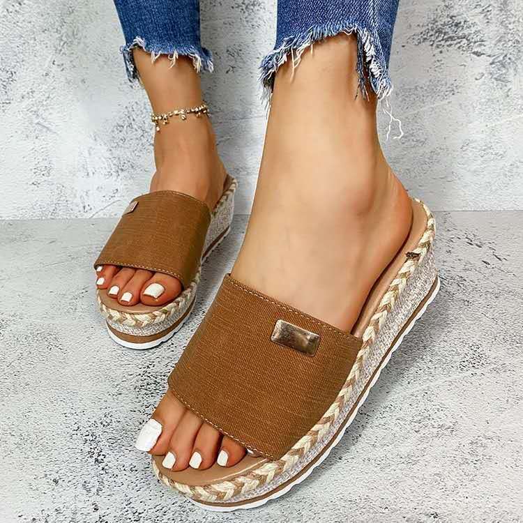 Flatform Σανδάλια με Φαρδύ Λουράκι & Υφαντή Πλατφόρμα
