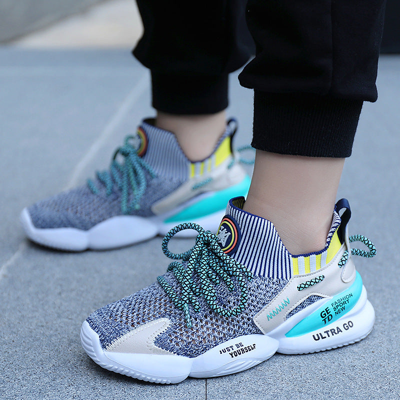 Sneakers με Πλεκτό Άνω Μέρος & Πολύχρωμες Λεπτομέρειες
