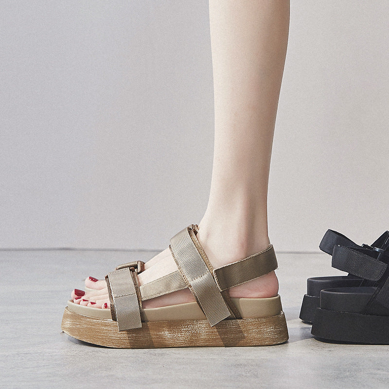 Flatforms με Υφασμάτινα Λουράκια & Φαρδιά Αντιολισθητική Σόλα