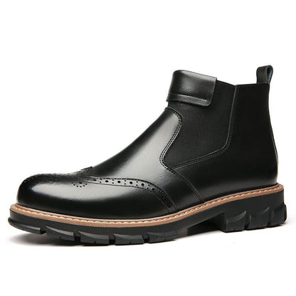 Δερμάτινα Chelsea Brogue Μποτάκια με Ενισχυμένη Σόλα