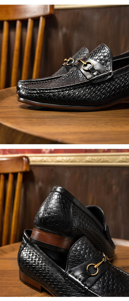 Ανδρικά Loafers με Διακοσμητική Αγκράφα & Πλεκτή Υφή