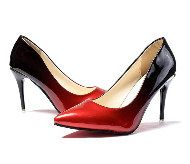 Γόβες Stiletto Δερματίνης με Λουστρίνι Ombre Εφέ