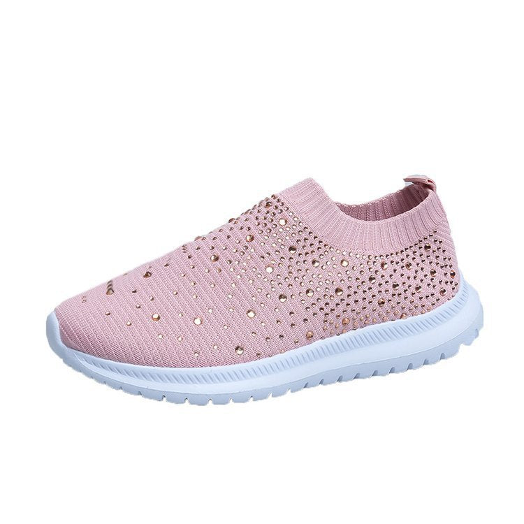 Slip-On Πλεκτά Παπούτσια με Διακοσμητικά Στρας & Αντιολισθητική Σόλα