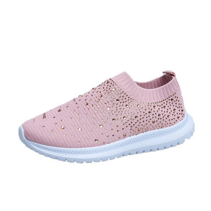 Slip-On Πλεκτά Παπούτσια με Διακοσμητικά Στρας & Αντιολισθητική Σόλα