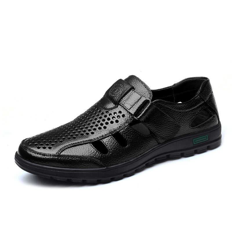Δερμάτινα Κλειστά Σανδάλια με Velcro & Πλαϊνά Ανοίγματα