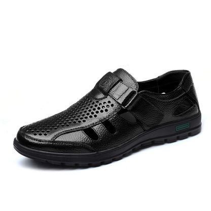 Δερμάτινα Κλειστά Σανδάλια με Velcro & Πλαϊνά Ανοίγματα