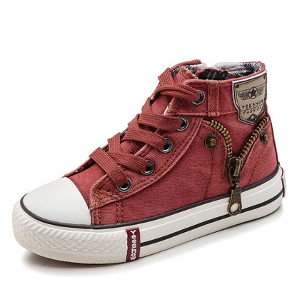 Ψηλά Sneakers Τζιν Μποτάκια με Καρό Επένδυση