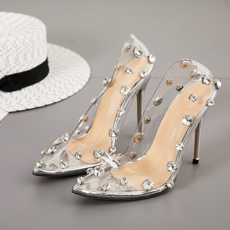 Γόβες Stiletto με Διαφανές PVC & Διακοσμητικά Στρας