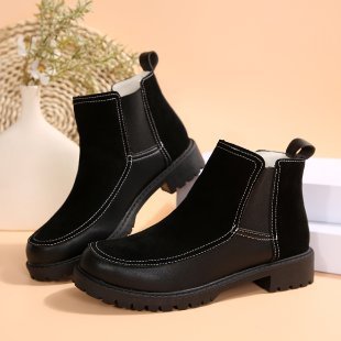 Casual Μποτάκια Suede με Ελαστικό Πλαϊνό & Ραφές