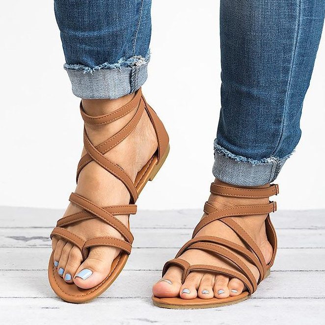 Strappy Σανδάλια με Πολλαπλά Λουράκια & Σταθερή Εφαρμογή