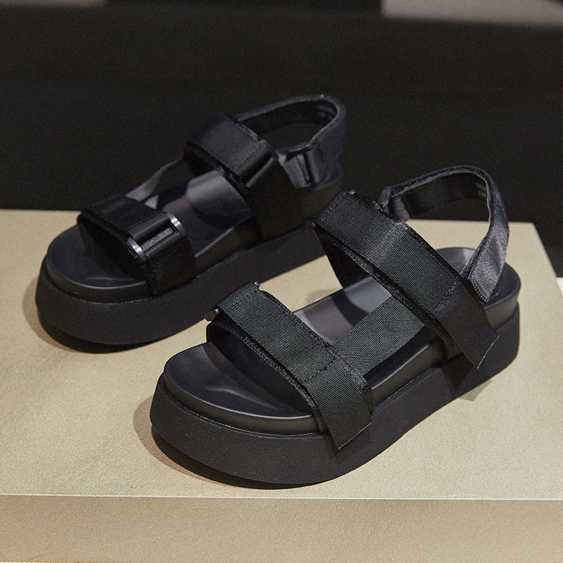 Flatforms με Υφασμάτινα Λουράκια & Φαρδιά Αντιολισθητική Σόλα