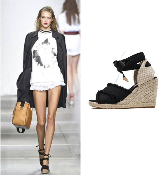 Espadrille Πλατφόρμες με Δέσιμο & Κρόσσια