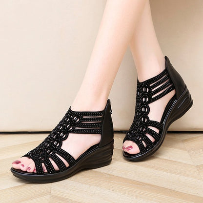 Ανατομικά Σανδάλια με Wedge Σόλα & Διακοσμητικά Strass