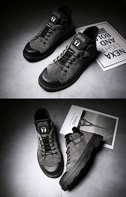 Ανδρικά Casual Μποτάκια Suede με Μαύρη Σόλα & Λεπτομέρεια Patch
