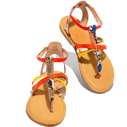 Strappy Σανδάλια με Snake Print & Λεπτομέρειες σε Χιαστί Λουράκια
