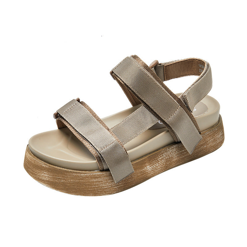 Flatforms με Υφασμάτινα Λουράκια & Φαρδιά Αντιολισθητική Σόλα