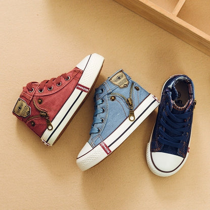 Ψηλά Sneakers Τζιν Μποτάκια με Καρό Επένδυση