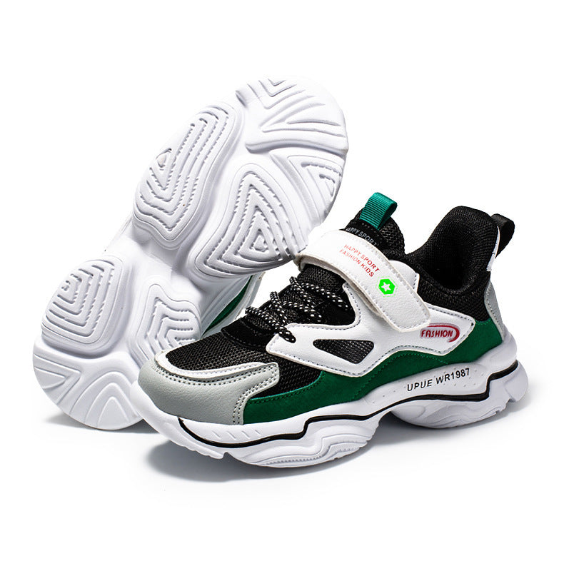 Sneakers με Αυτοκόλλητο Κλείσιμο & Πλεκτά Κορδόνια