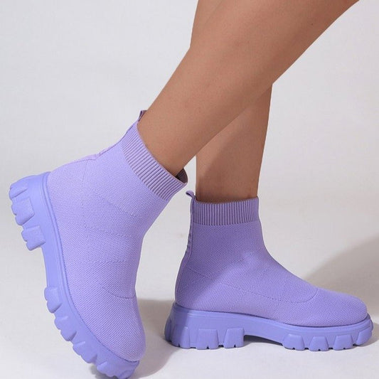 Πλεκτά Casual Μποτάκια με Chunky Σόλα