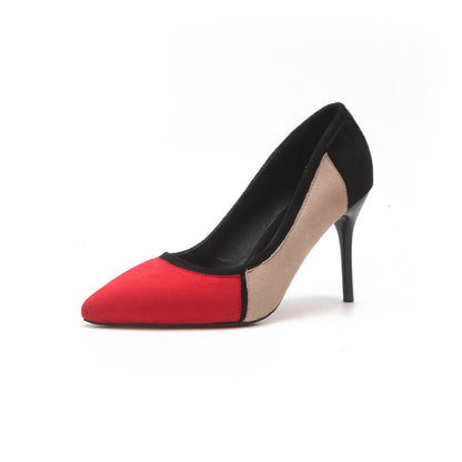 Γόβες Stiletto Suede με Πολύχρωμα Τετράγωνα Τμήματα
