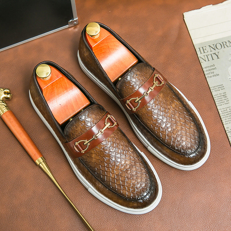 Ανδρικά Loafers με Αναγλυφή Υφή & Μεταλλική Λεπτομέρεια