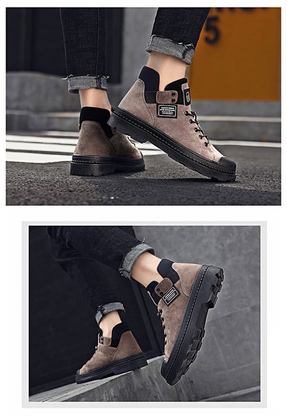 Ανδρικά Casual Μποτάκια Suede με Μαύρη Σόλα & Λεπτομέρεια Patch
