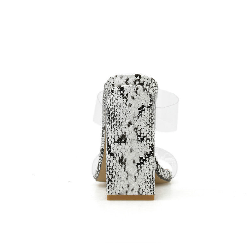 Mules Snake Print με Διαφανή Λουριά