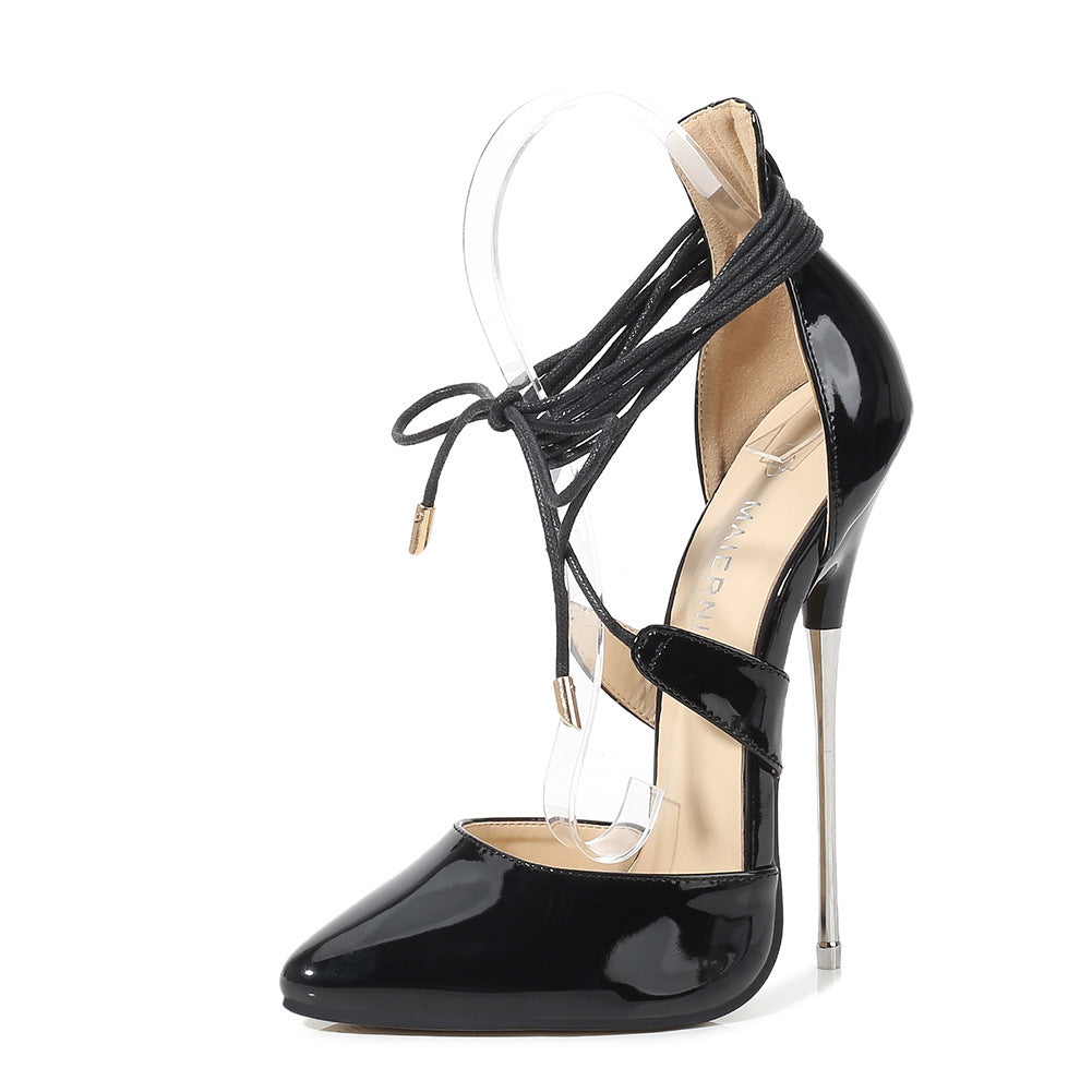 Γόβες Stiletto με Λάμψη & Δέσιμο Στον Αστράγαλο