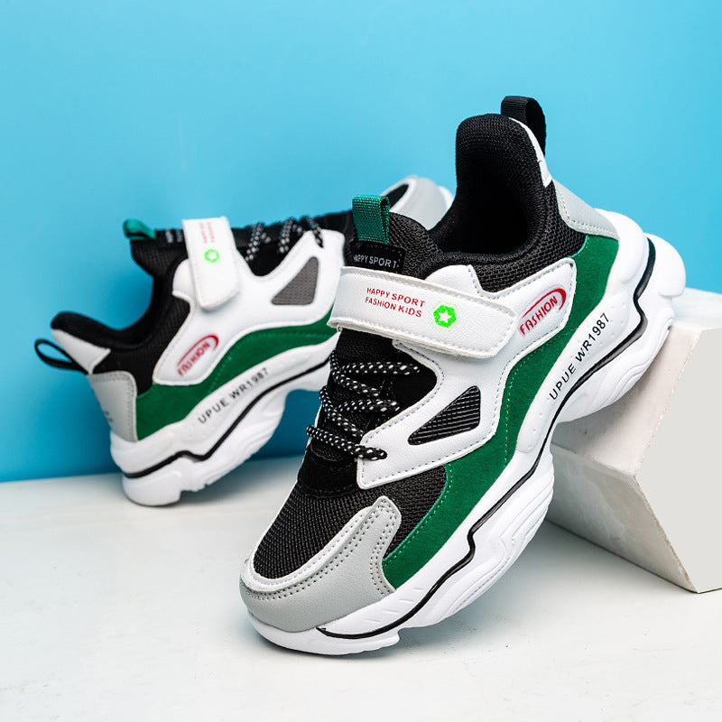 Sneakers με Αυτοκόλλητο Κλείσιμο & Πλεκτά Κορδόνια
