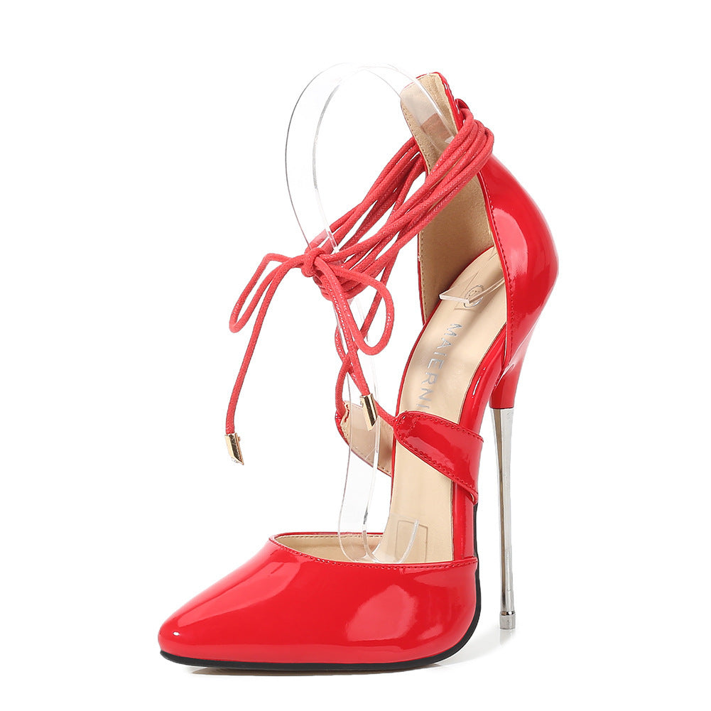 Γόβες Stiletto με Λάμψη & Δέσιμο Στον Αστράγαλο