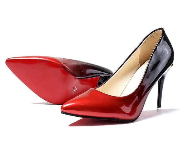 Γόβες Stiletto Δερματίνης με Λουστρίνι Ombre Εφέ