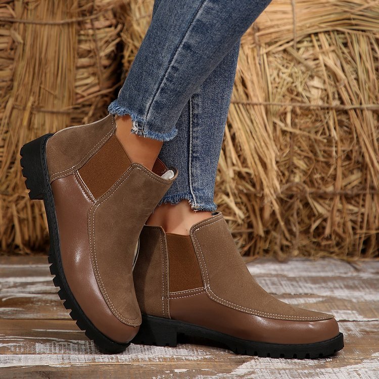 Casual Μποτάκια Suede με Ελαστικό Πλαϊνό & Ραφές