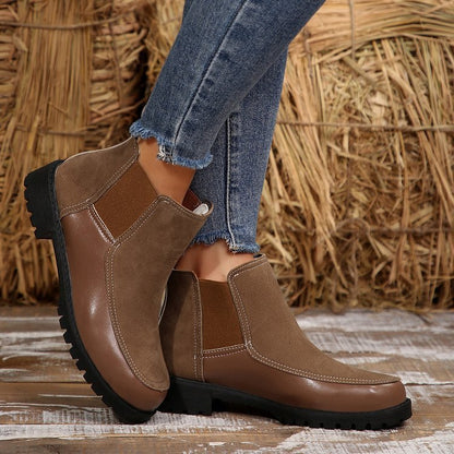 Casual Μποτάκια Suede με Ελαστικό Πλαϊνό & Ραφές