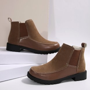 Casual Μποτάκια Suede με Ελαστικό Πλαϊνό & Ραφές