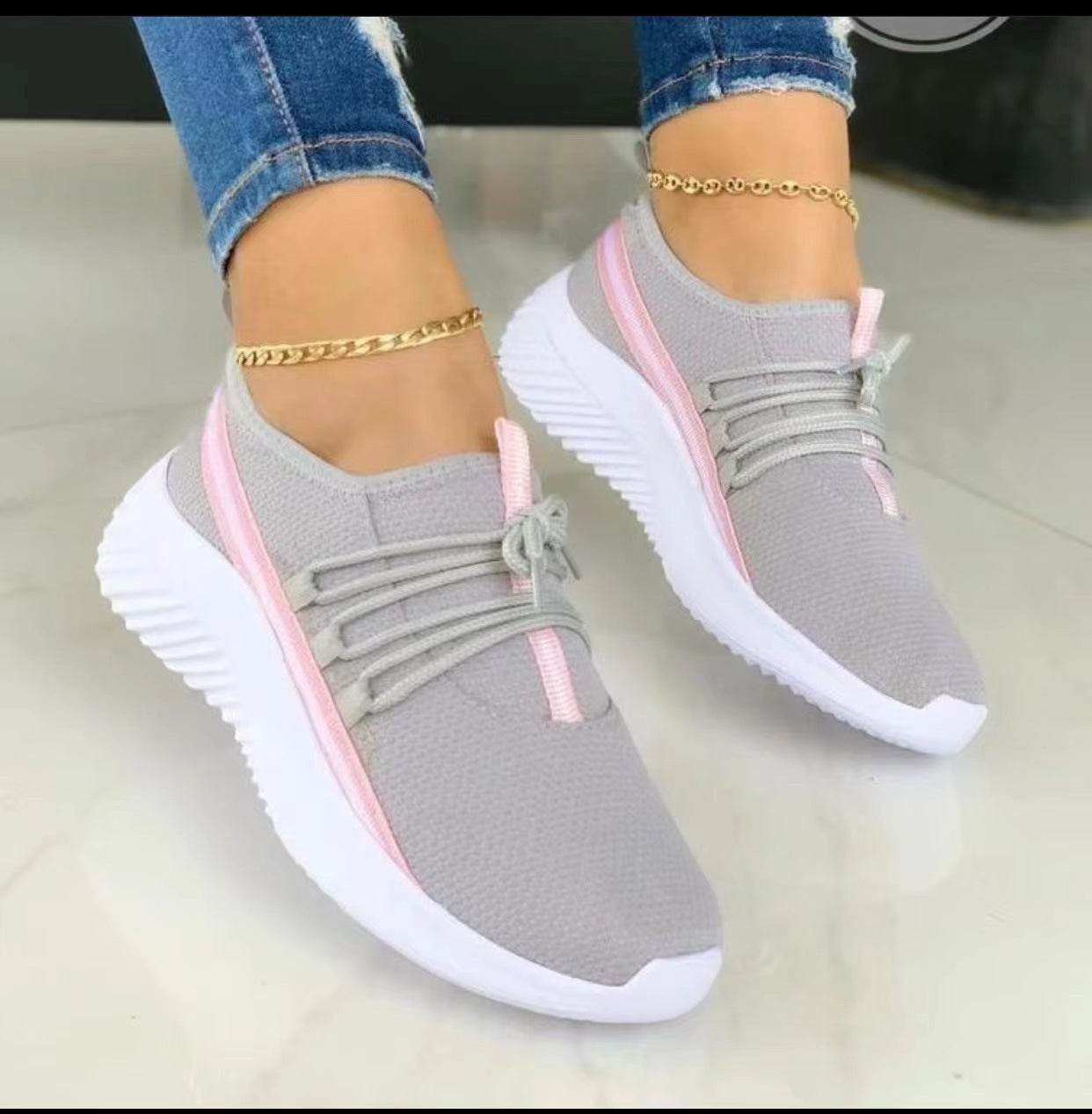 Γυναικείο Ελαφρύ Πλεκτό Sneaker με Ρίγες