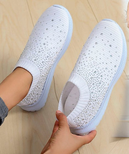 Slip-On Πλεκτά Παπούτσια με Διακοσμητικά Στρας & Αντιολισθητική Σόλα
