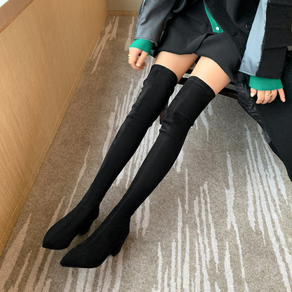 Μπότες Over-the-Knee με Χαμηλό Τακούνι & Μύτη