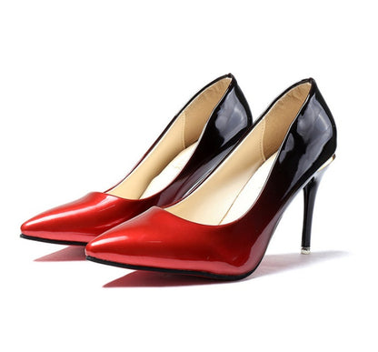 Γόβες Stiletto Δερματίνης με Λουστρίνι Ombre Εφέ