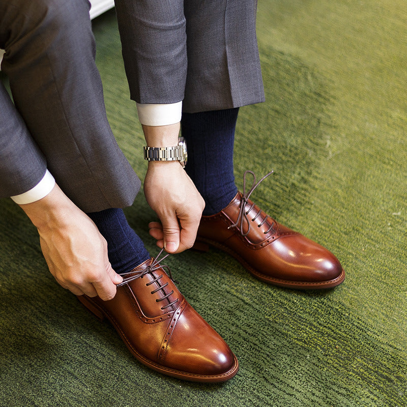 Ανδρικά Brogues Oxford με Διάτρητη Λεπτομέρεια & Γραμμή Cap Toe