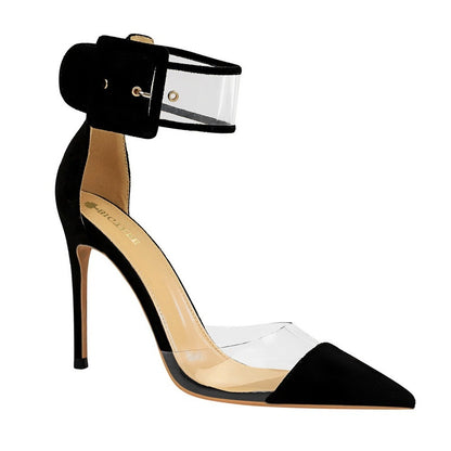 Γόβες Stiletto με Διαφανές Πλαϊνό & Φαρδύ Λουράκι στον Αστράγαλο