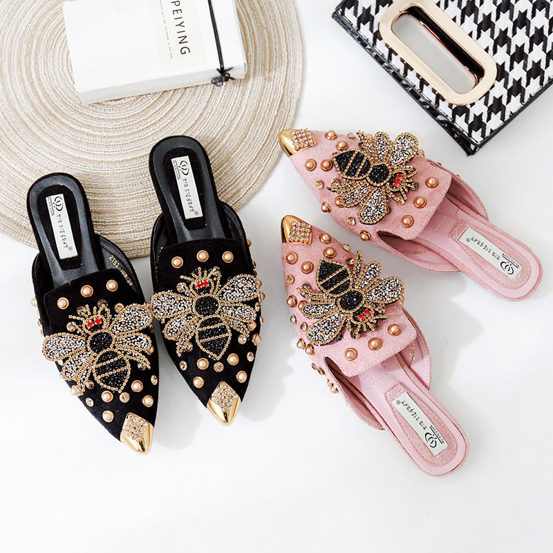 Mules Flat με Διακοσμητική Μέλισσα & Τρουκς