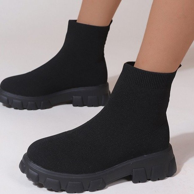 Πλεκτά Casual Μποτάκια με Chunky Σόλα