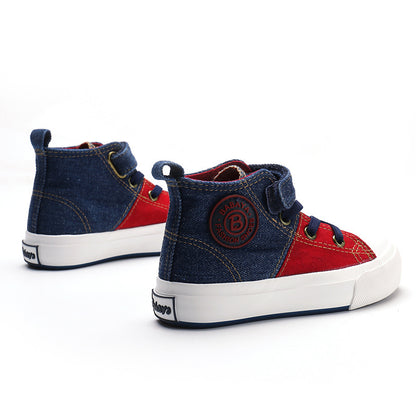 Ψηλά Sneakers Τζιν Μποτάκι με Αυτοκόλλητο και Λαστιχένια Σόλα